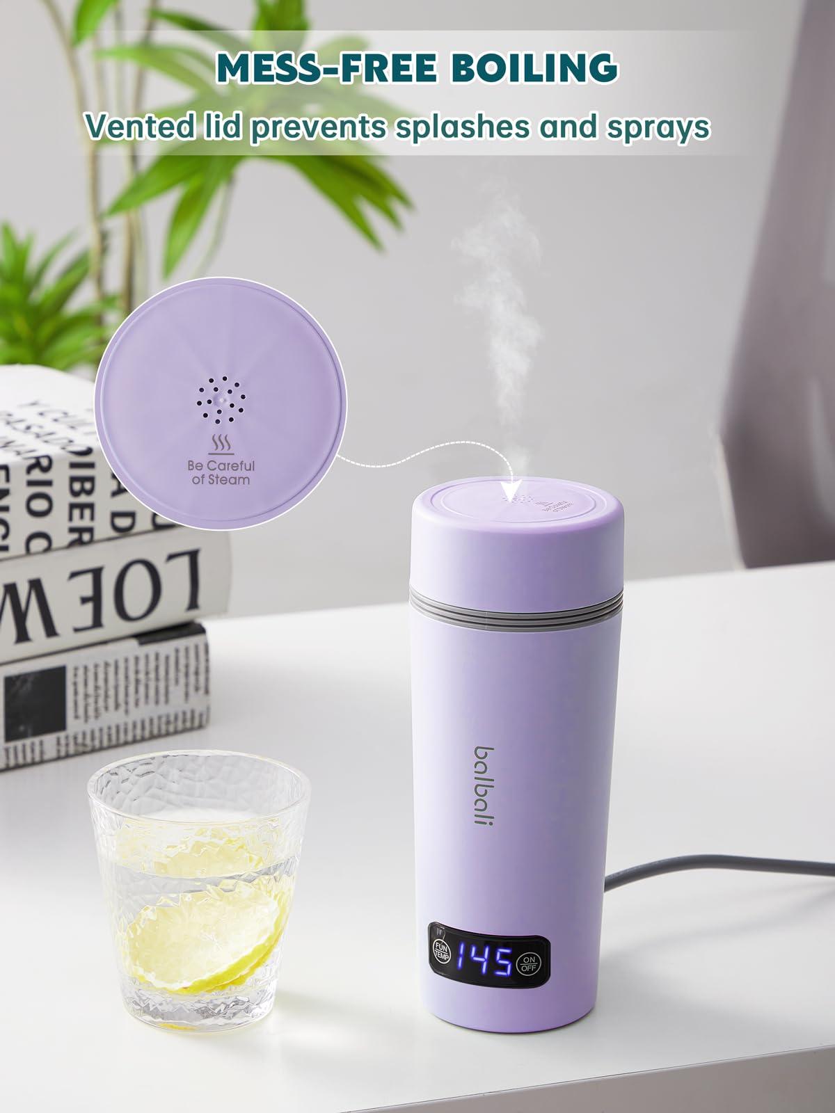 balbali balbali Travel Kettle Dual Voltage 100-250V and 12oz Portable Electric Kettle Bundle Purple