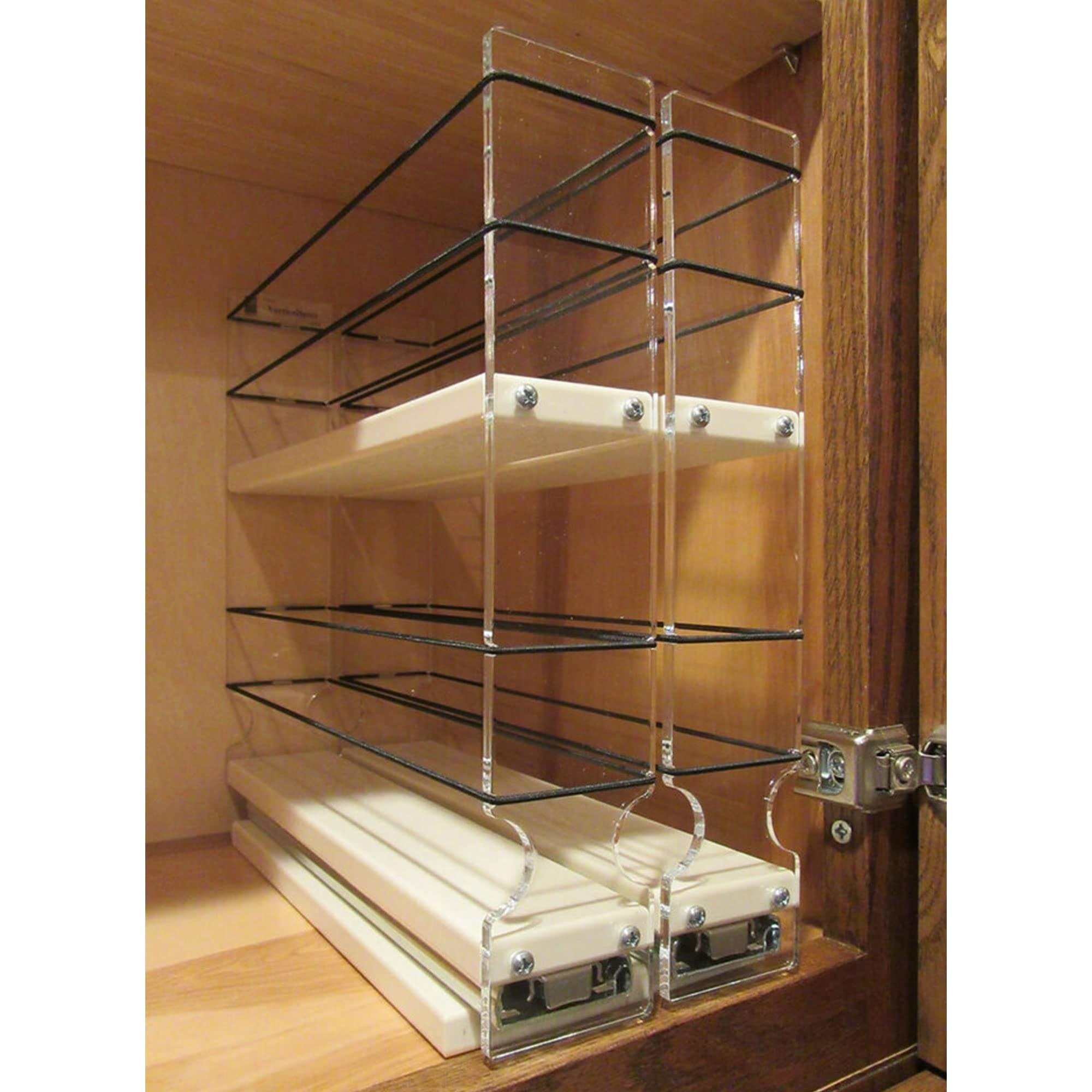 Vertical Spice Vertical Spice - Narrow Pullout Spice Rack - Sliding Drawer for Kitchen Organization - Pantry Organizers and Storage - 2 Drawers & 2 Tiers - 20 Spice Jar Capacity (4.6\" W x 10.75\" H x 10.6\" D, Cream)