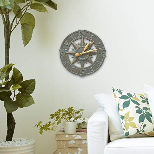 Whitehall Whitehall Products Compass Rose Clock, Bronze Verdi