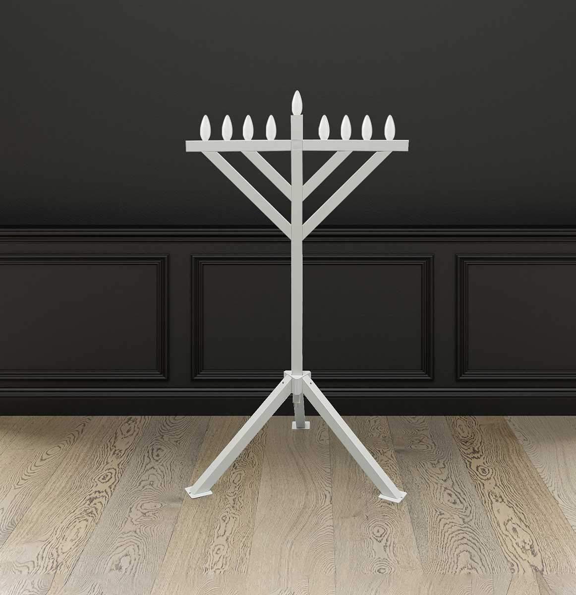 Zion Judaica Ltd Zion Judaica Electric Menorah PVC Indoor/Outdoor Use - 52\'\' Tall (White)