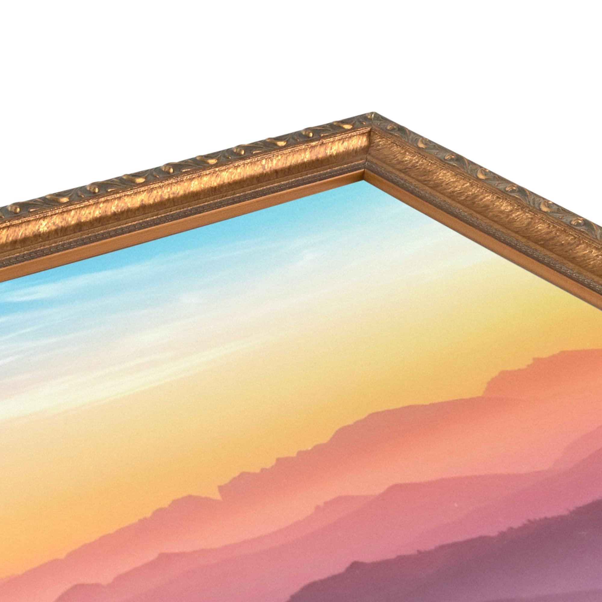 ArtToFrames ArtToFrames 24x24 Inch Gold Picture Frame, 2 - Pack, This 1.40 inch Custom Wood Poster Frame is Dark Gold, Comes with Economy Acrylic (Frame_Pack_2_D6301-24x24)