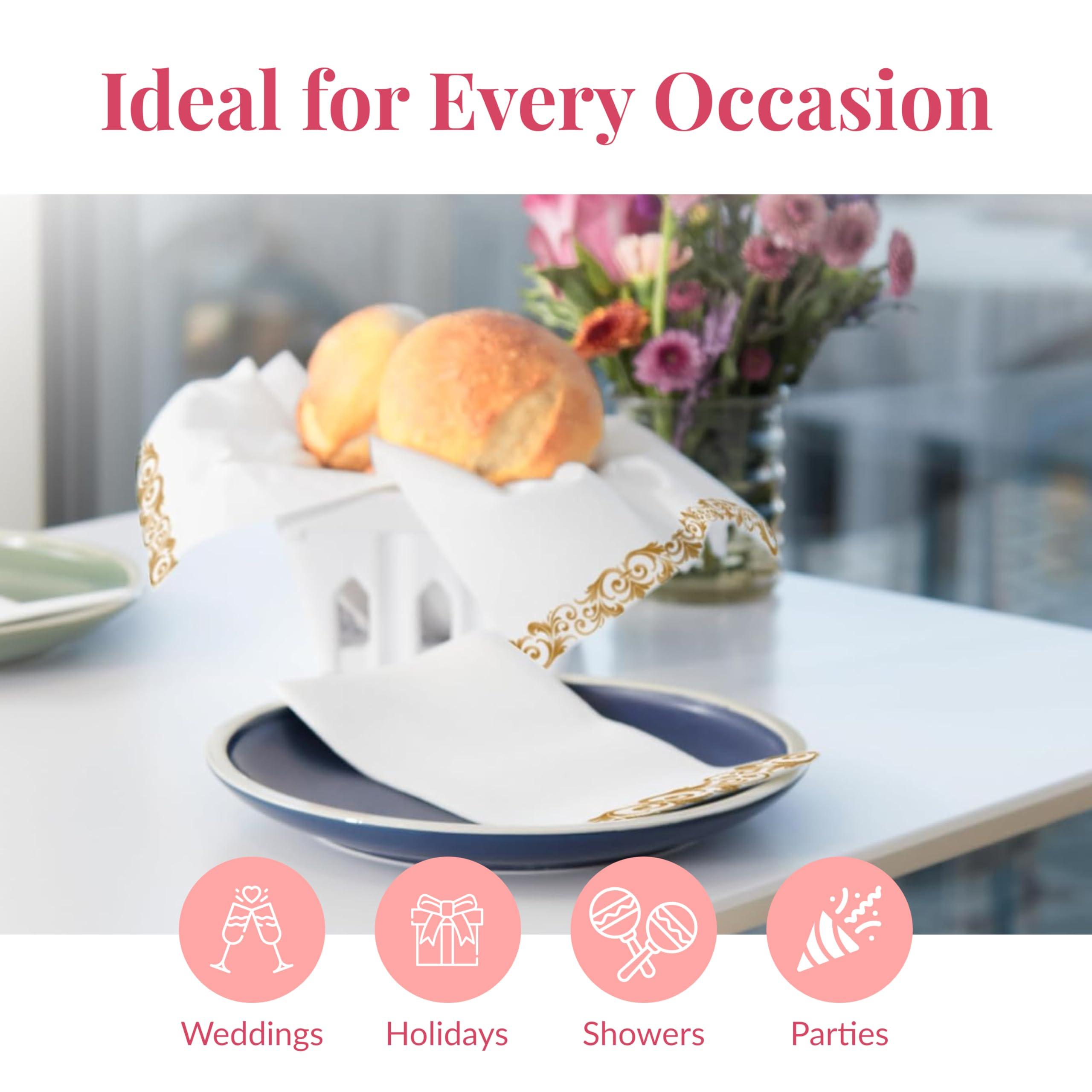 Prestee 50-Pack Linen Feel Dinner Napkins by Prestee - Soft Disposable Paper Hand Towels for Bathroom and Events - Durable, Absorbent Party Napkins for Weddings, Dinners and Special Occasions - 7.8 x 4.25 In