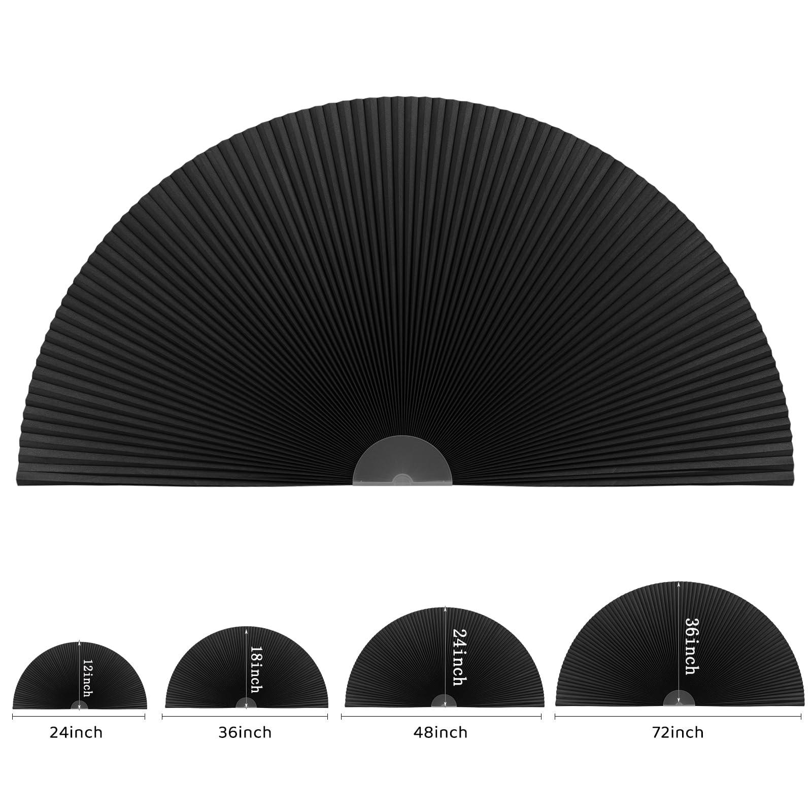 ChYoung Arch Window Shade Blackout, Stick on Cellular Shades Cordless No Drill Honeycomb Blinds, Thermal Insulated UV Protection Fabric Half Circle Window Coverings Room Darkening Shades (Black, 48"W x 24"H)