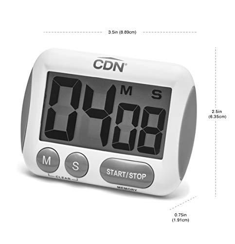 CDN CDN TM15 Big Timer | Counts Up & Down, 100 Minutes & Seconds, Extra-Large Digits, Loud Alarm, Stand, Hang, Magnet Mounting, Perfect for Batch Baking, 1, White