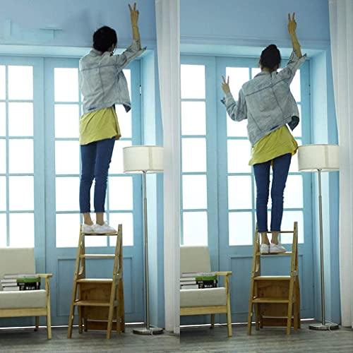 OKUOKA Step Stool Solid Wood Ladder Stool Folding Fold Up Library Steps Stool Multifunctional Wooden Shelving Ladder for Kitchen Office Use Ladder Chair (C)
