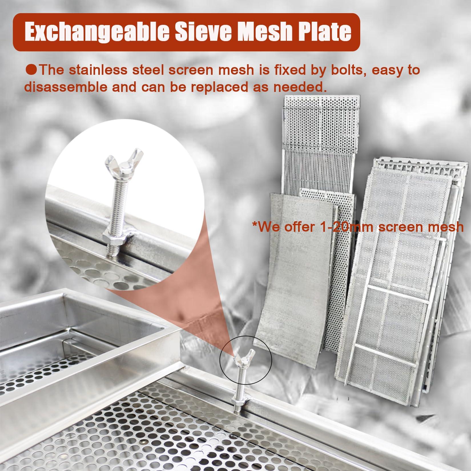 HayWHNKN HayWHNKN Electric Vibrating Sifter with 2mm Screen Straight Vibrating Sieve Shaker Stainless Steel Linear Sifter Machine Linear Shaker Single Motor 220v 80W