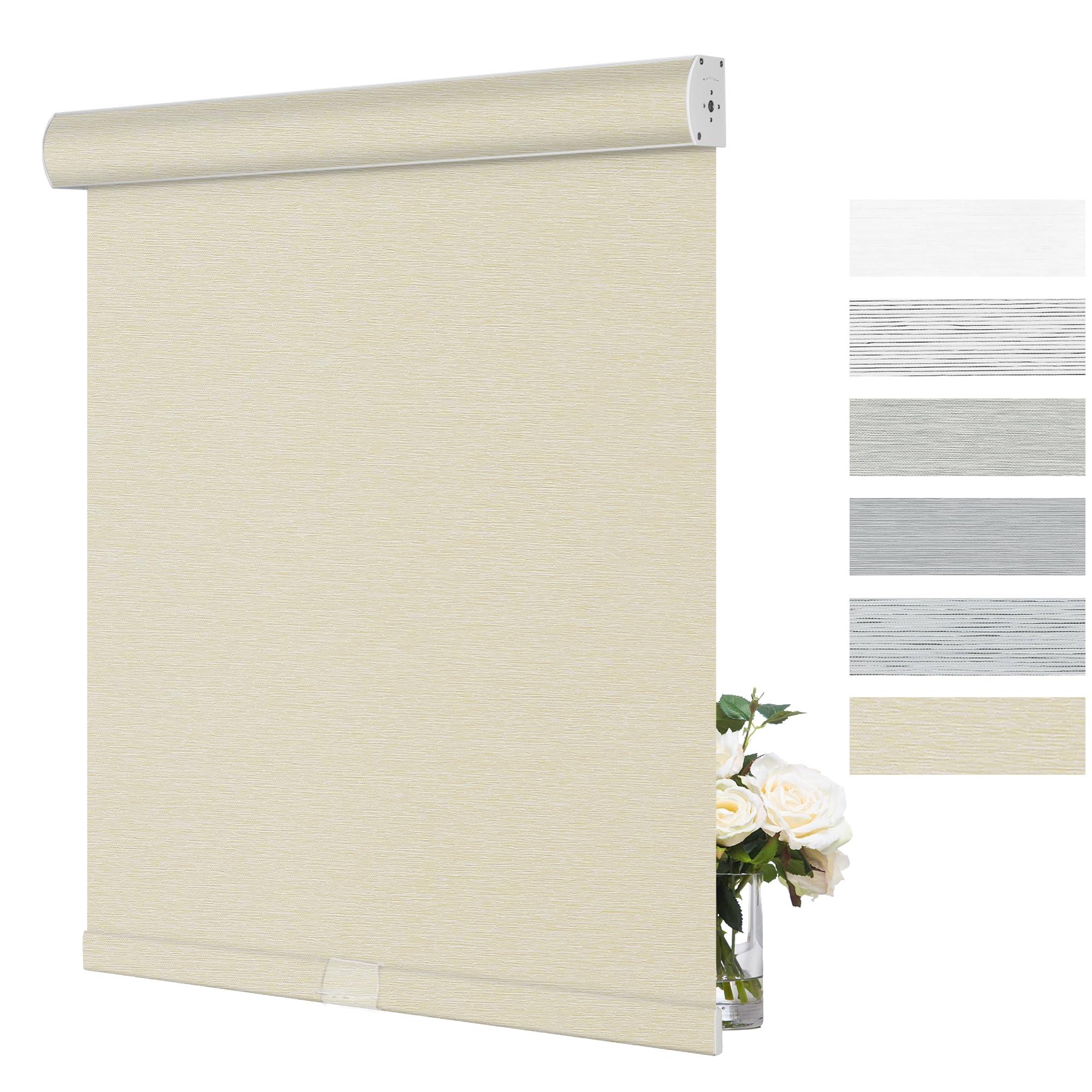 Doing-X Doing-X Roller Blinds for Window Striped Jacquard Fabrics 100% Blackout Roller Shades with Heat Insulation Cordless Roll up Window Blinds for Office Home Easy to Install,47" W x 36" H,Beige