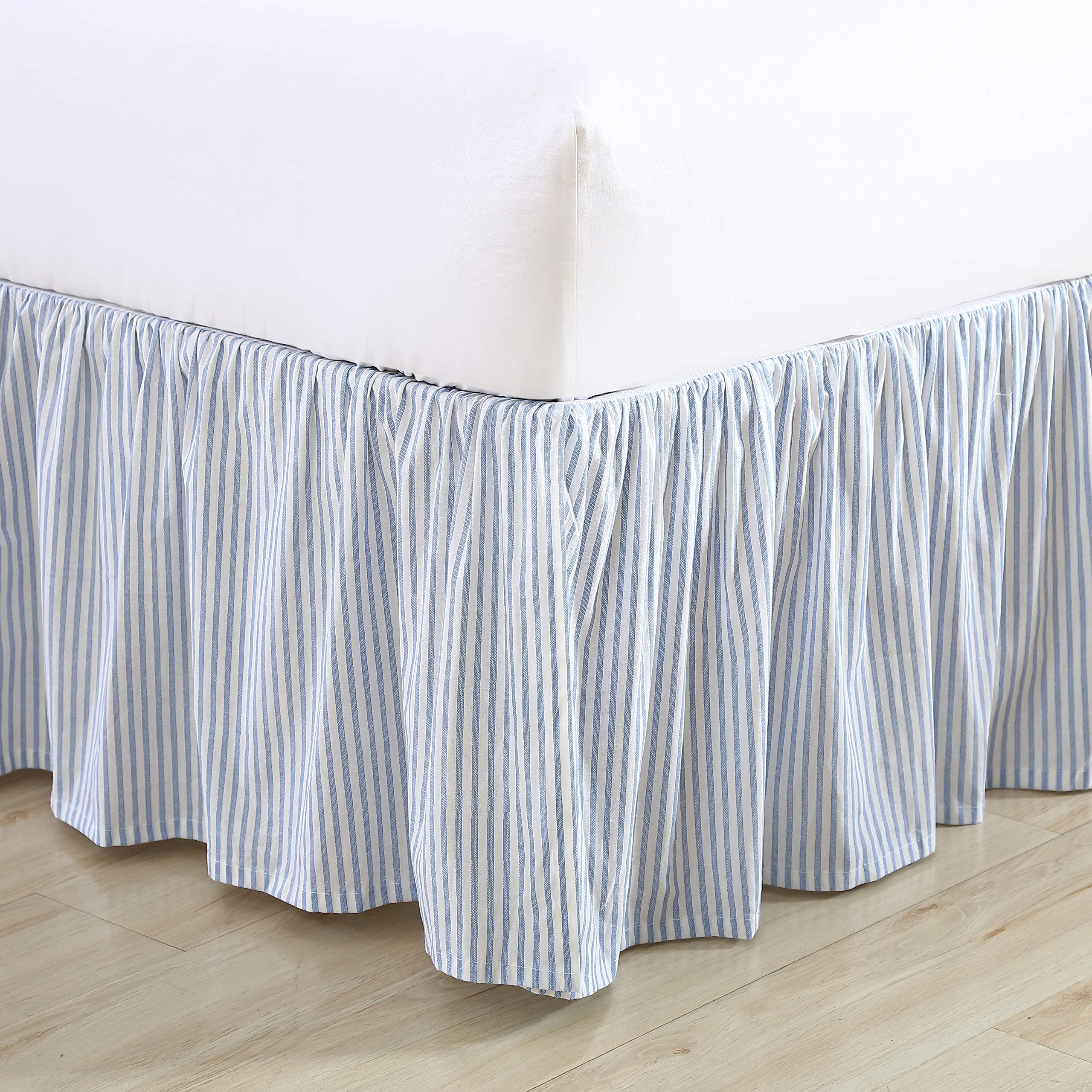 Laura Ashley Laura Ashley Home - Cotton Ruffled Bedskirt, Lightweight Home Decor with Classic Style (Blue, Queen)