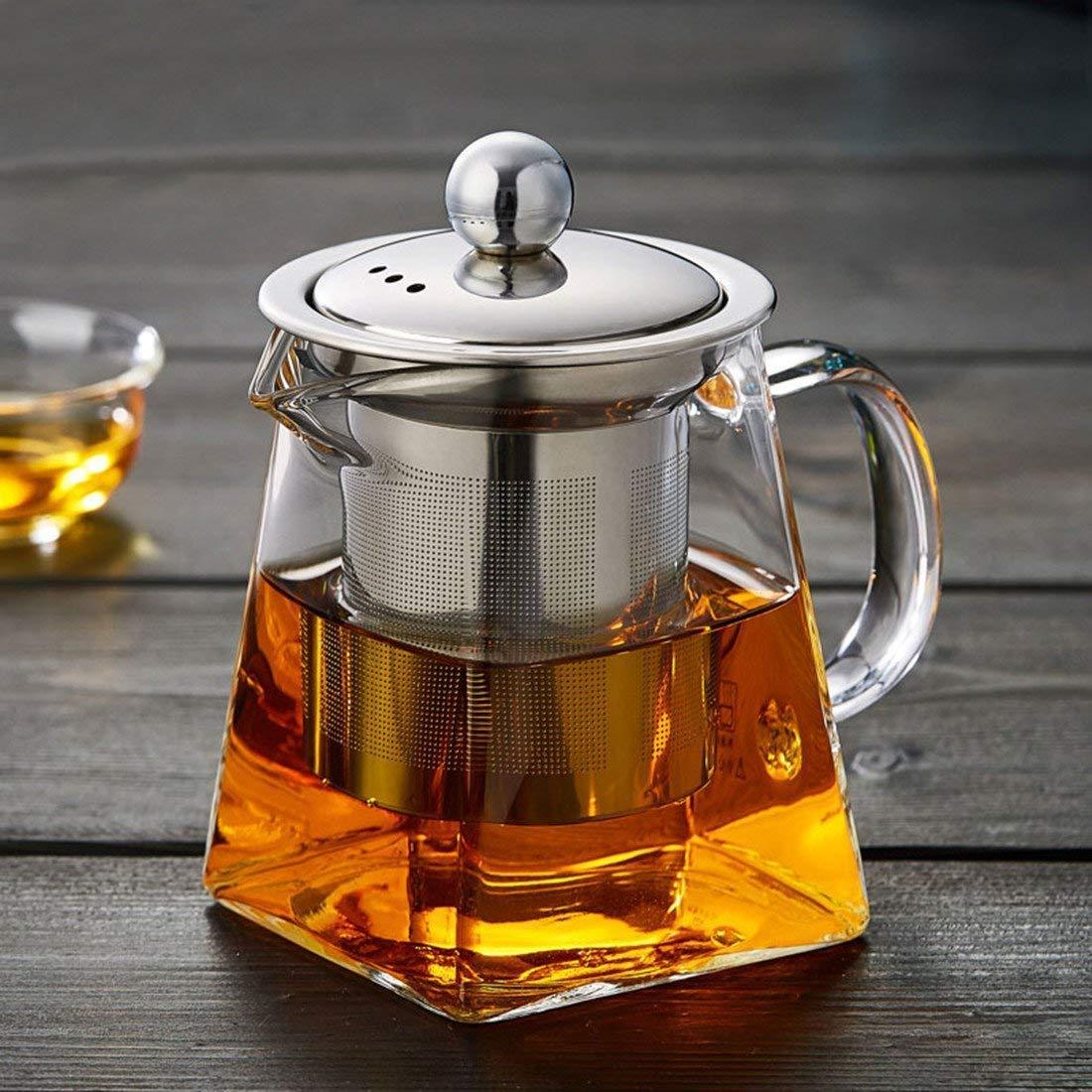 ALEECYN 11.8oz Glass Teapot with Infuser, Borosilicate Glass Tea Kettle for Loose Leaf Tea, High Borosilicate Clear Glass Tea Pots for Loose Leaf Tea and Blooming Tea, Stovetop Save (350ML)