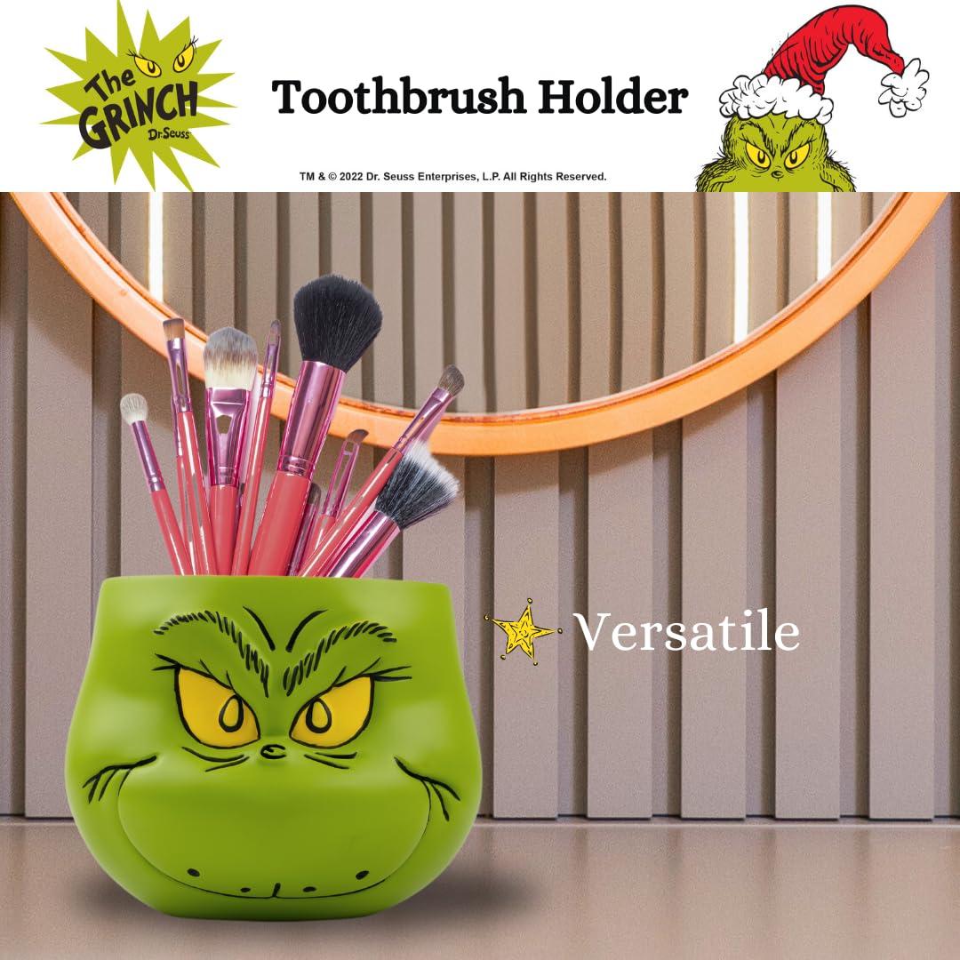 Franco Collectibles Dr. Seuss\' The Grinch Holiday Christmas Toothbrush Holder - Makeup Brushes/Pens Tumbler, (Officially Licensed Product) by Franco