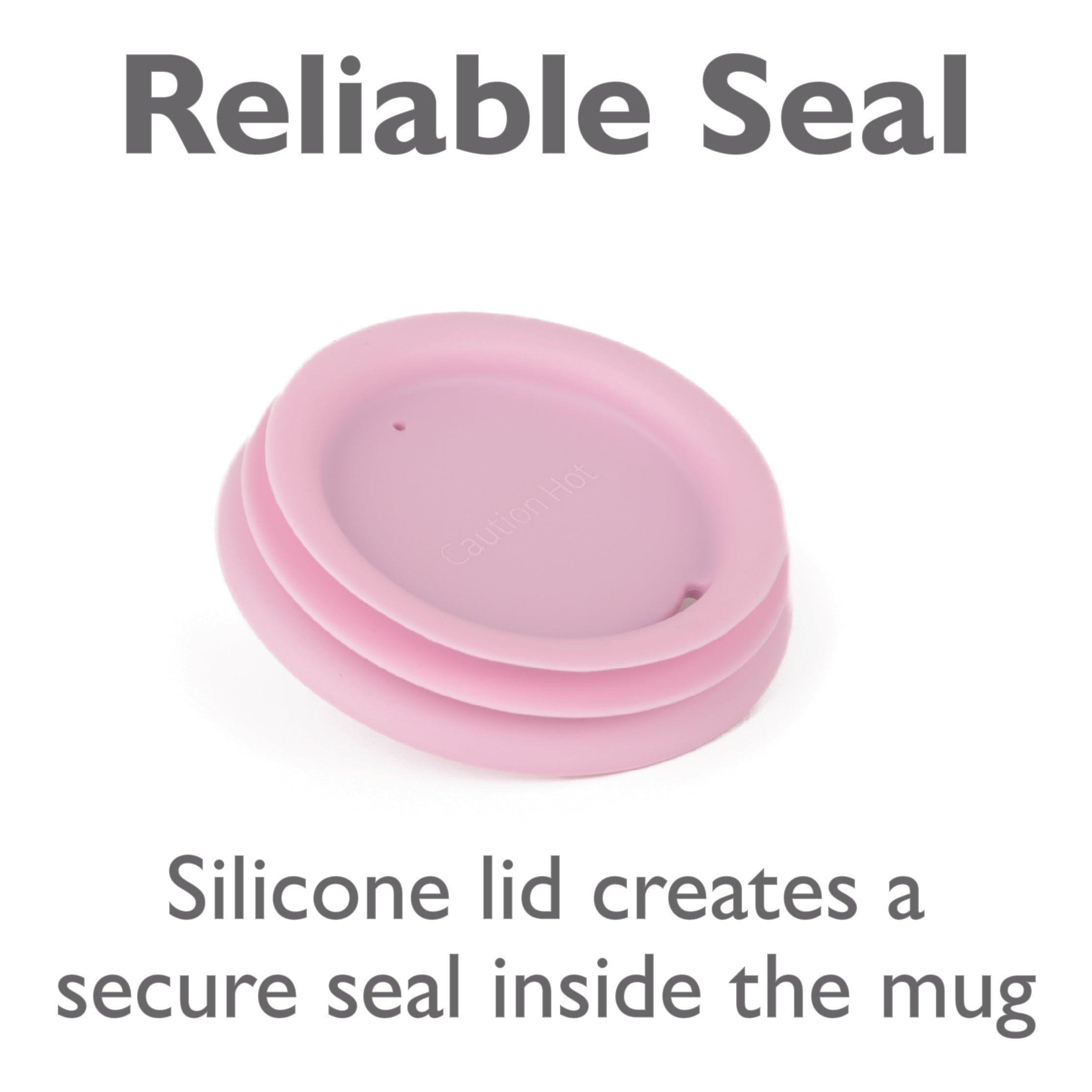 Porta Via Porta Via Reusable Coffee Cup Silicone Lid Fits Most Tumbler, Water Bottle, & Ceramic Coffee Mug Between 2.6\" - 3\" Dishwasher-Safe Ceramic Travel Mug Lid Keeps Hot Cups Hot (Small - Purple)