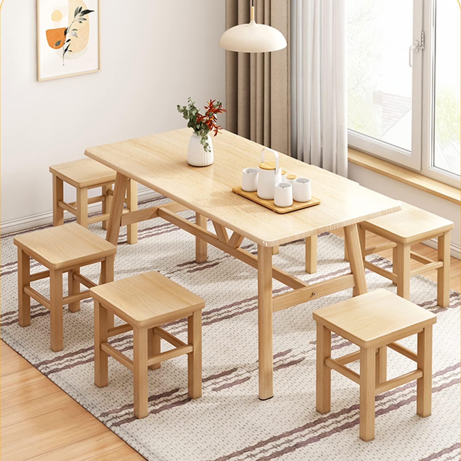 XJHOME Solid Wood Stool Wooden Small Foot Step Stools Wood Step Stool, Portable Rectangle Bed Stool, Small Step Ladder for Kitchen Bathroom, Foot Rest Stools Under Desk, Strong and Durable for Adults and El