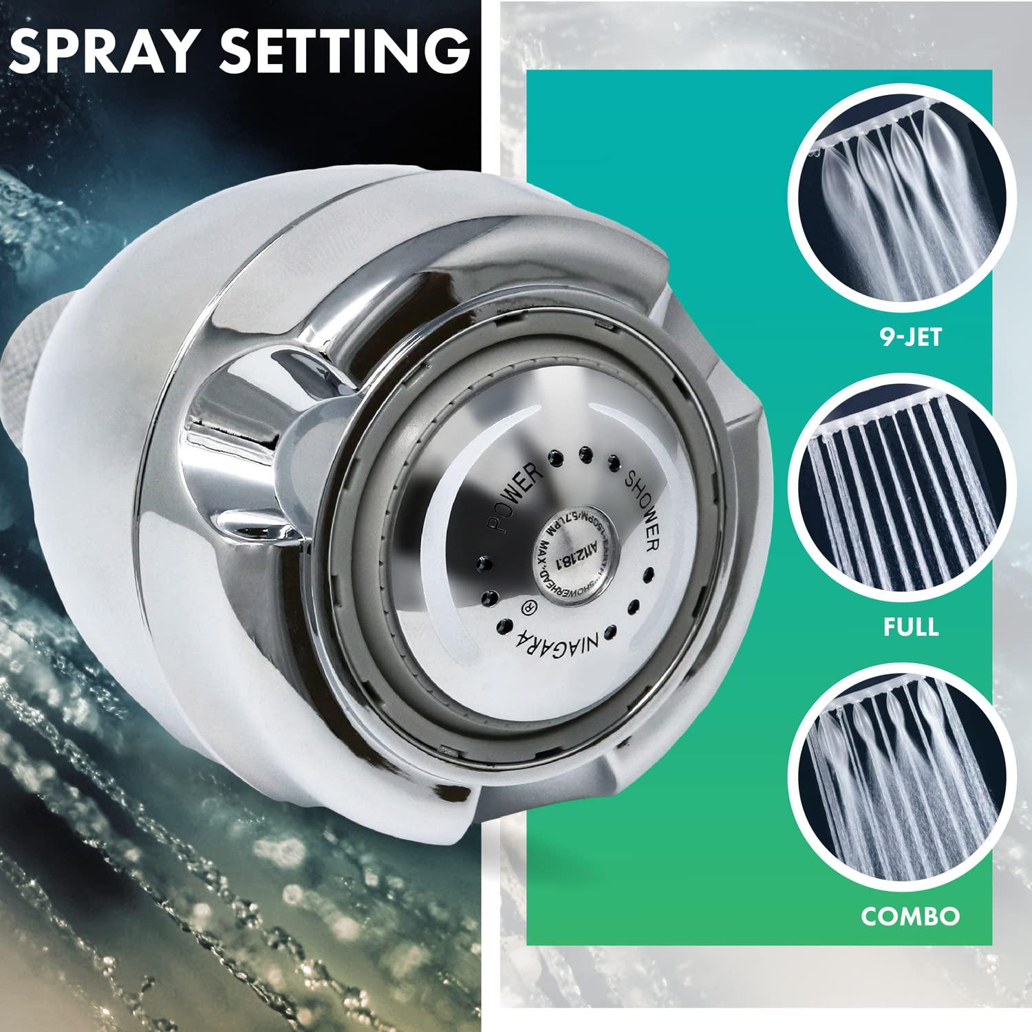 Niagara Conservation Niagara Conservation N2920CH Earth Spa 3-Spray with 2 GPM 2.7-in. Wall Mount Adjustable Fixed Shower Head in Chrome, 1-Pack | Bathroom Shower Head Sprayer with Pressure Compensation Technology