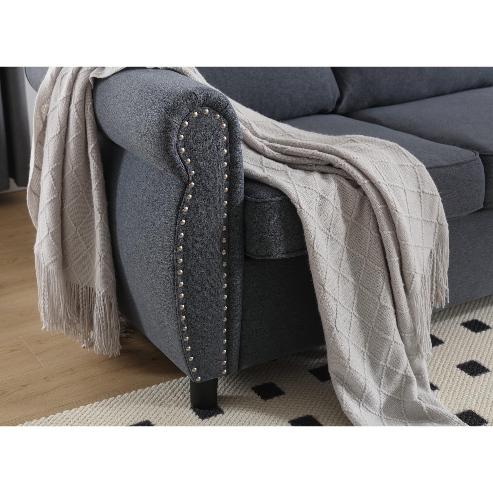 HZANHY HZANHY Sectional Sleeper Sofa with Pull Out Bed,2 in 1 Pull Out Couch Bed, L-Shape Sectional Couch Sleeper Bed,6 Seater Sleeper Sectional Sofa Bed, 104'' Large Combined Sofa Bed in Living Room Grey