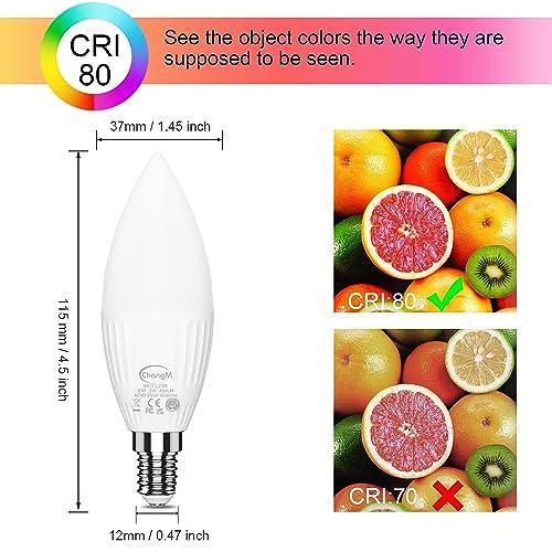 ChangM E12 LED Light Bulbs 5W, 40W Equivalent, Small Base B11 Candelabra Light Bulbs, Set of 6 LED Color Changing Light Bulbs, Dimmable Color Candle Bulb with Remote Control RGB Warm White 2700K