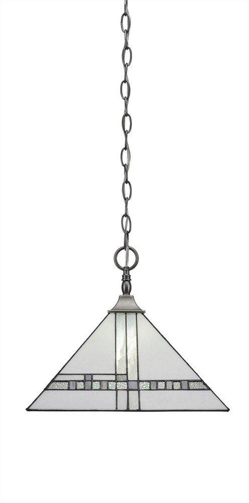 Toltec Lighting Toltec Lighting 12-BN-955 Chain/Square Chain Hung Pendant New Deco Tiffany Glass, Brushed Nickel