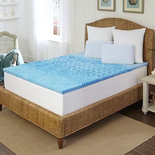 Arctic Sleep by Pure Rest 5 Zone Marbleized Gel Memory Foam Topper-K, 1.5 inch, Blue image-1