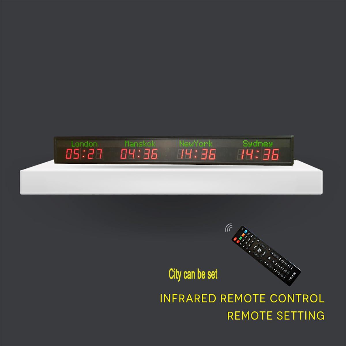 QYLTTDM QYLTTDM LED World Wall Clock, Digital World Time Zone Clock, Large World Wall Clock, Brightness Adjustable in Five Levels, for Hotels, Airports, Entertainment Venues, Multinational Enterprise