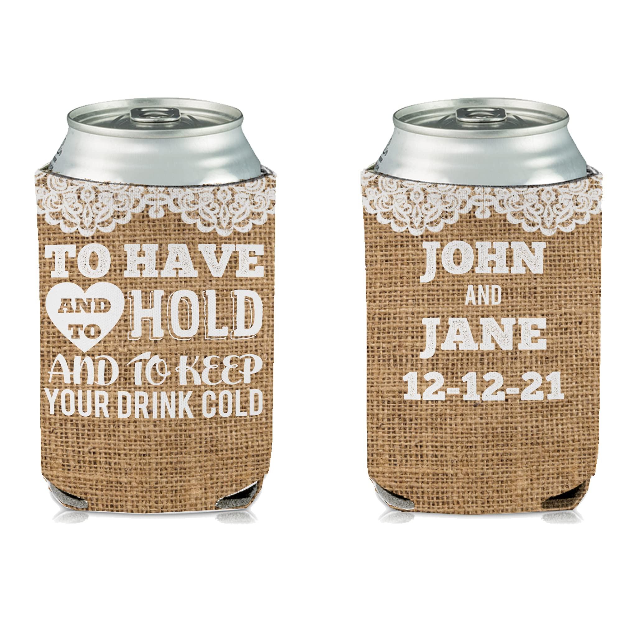 VictoryStore VictoryStore Can and Beverage Coolers: Custom Rustic Burlap To Have And To Hold Wedding Can Coolers (250)