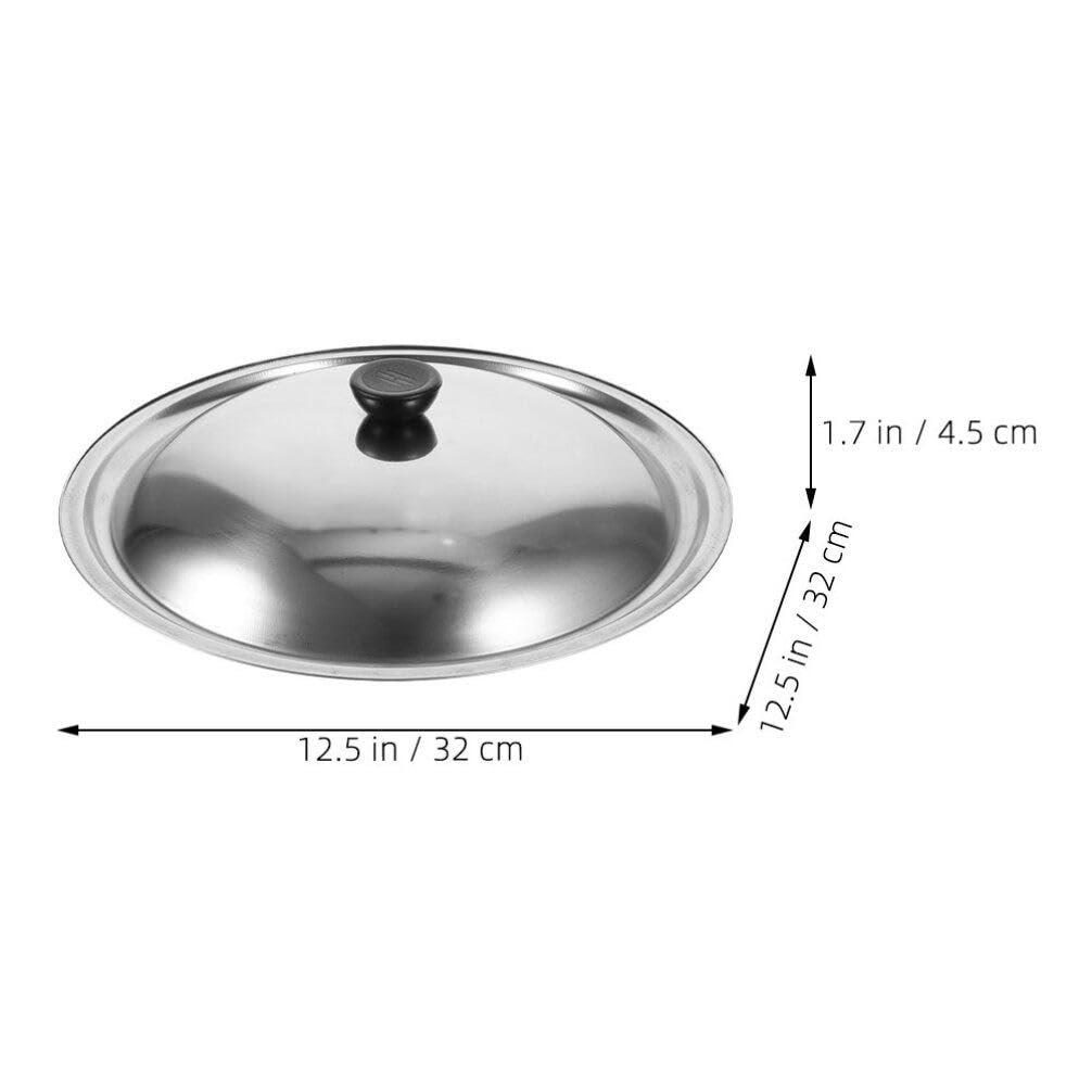 MAGICLULU MAGICLULU Wok Lid for Pots Pans, 32cm Stainless Steel Frying Pan Lid Replacement Round Cookware Lid Dome Pot Cover for Pots Fry Pan Skillet Pans Sliver