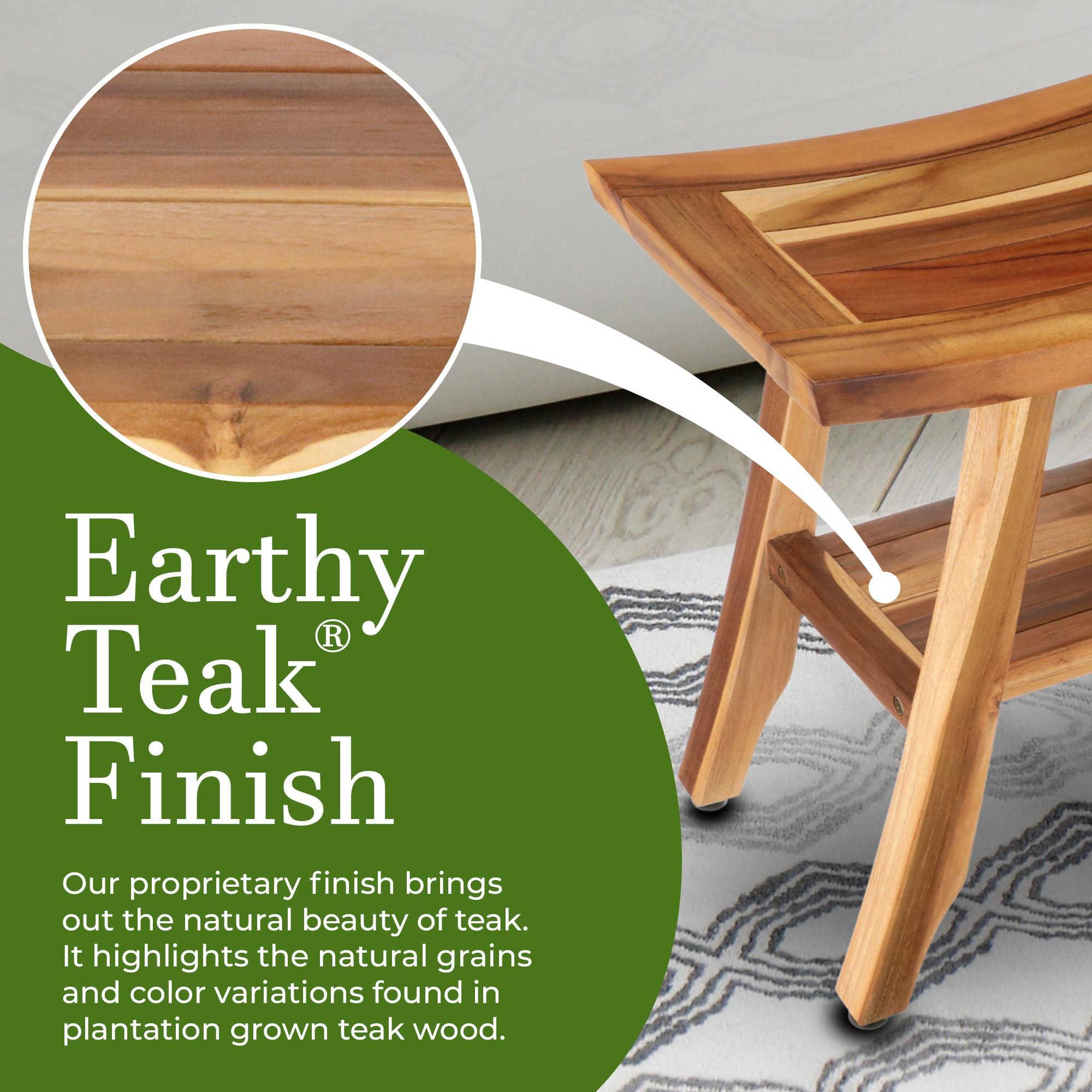 EcoDecors EcoDecors, Satori, 18\", Teak Shower Bench, Teak Shower Stool, Teak Shower Seat, Shower Storage Shelf, Bathroom Storage, Shower Storage, Teak Shower Stool for Inside Shower