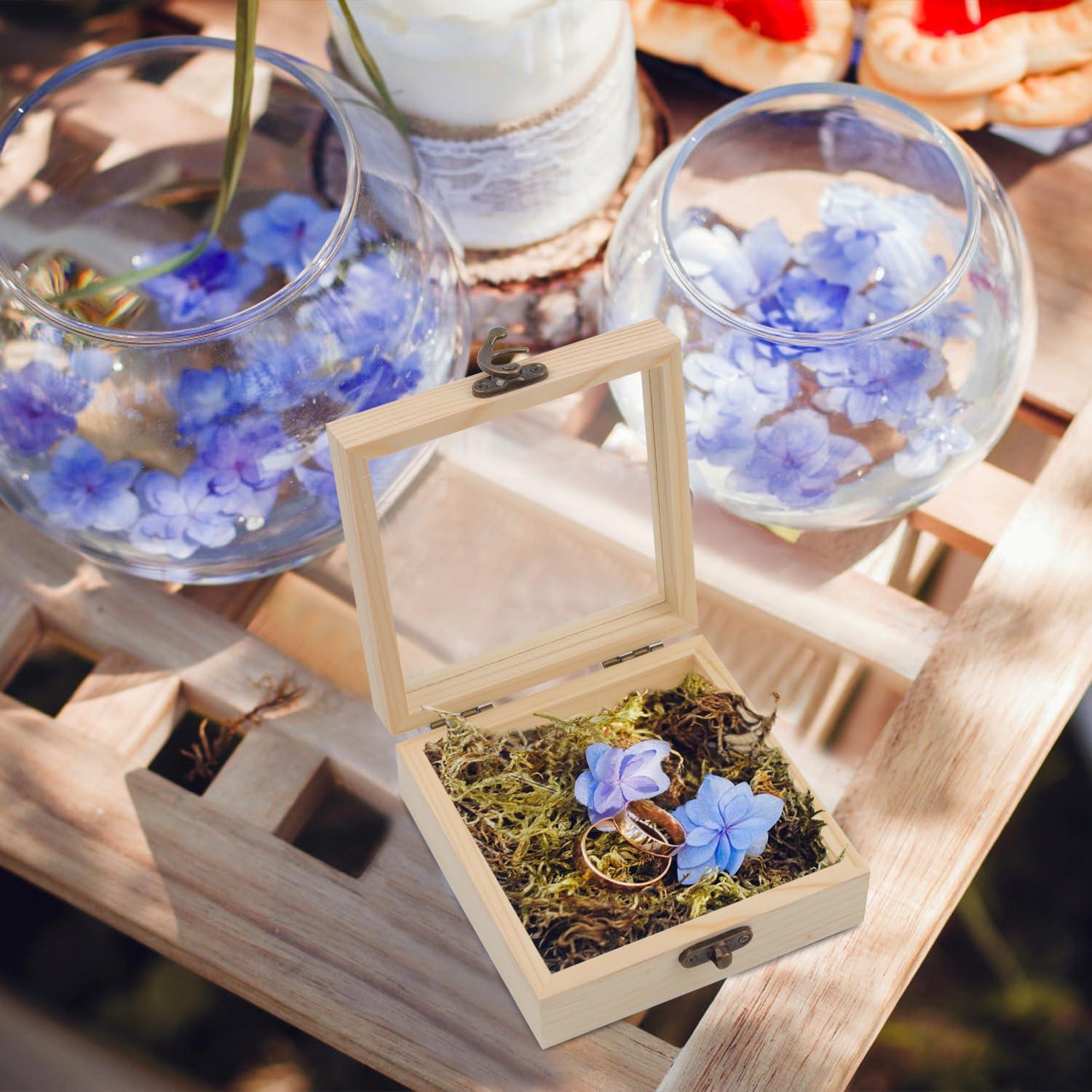 Rocutus Wooden Box,2 Pack Handcrafted Wooden Gift Box Unfinished Pine Wood Boxes Wooden Storage Box,Wood Box Natural Wooden for Storage & Gifting - Rustic Design with Hinged Lid (3.3 x 3.3 x 1.96 In)