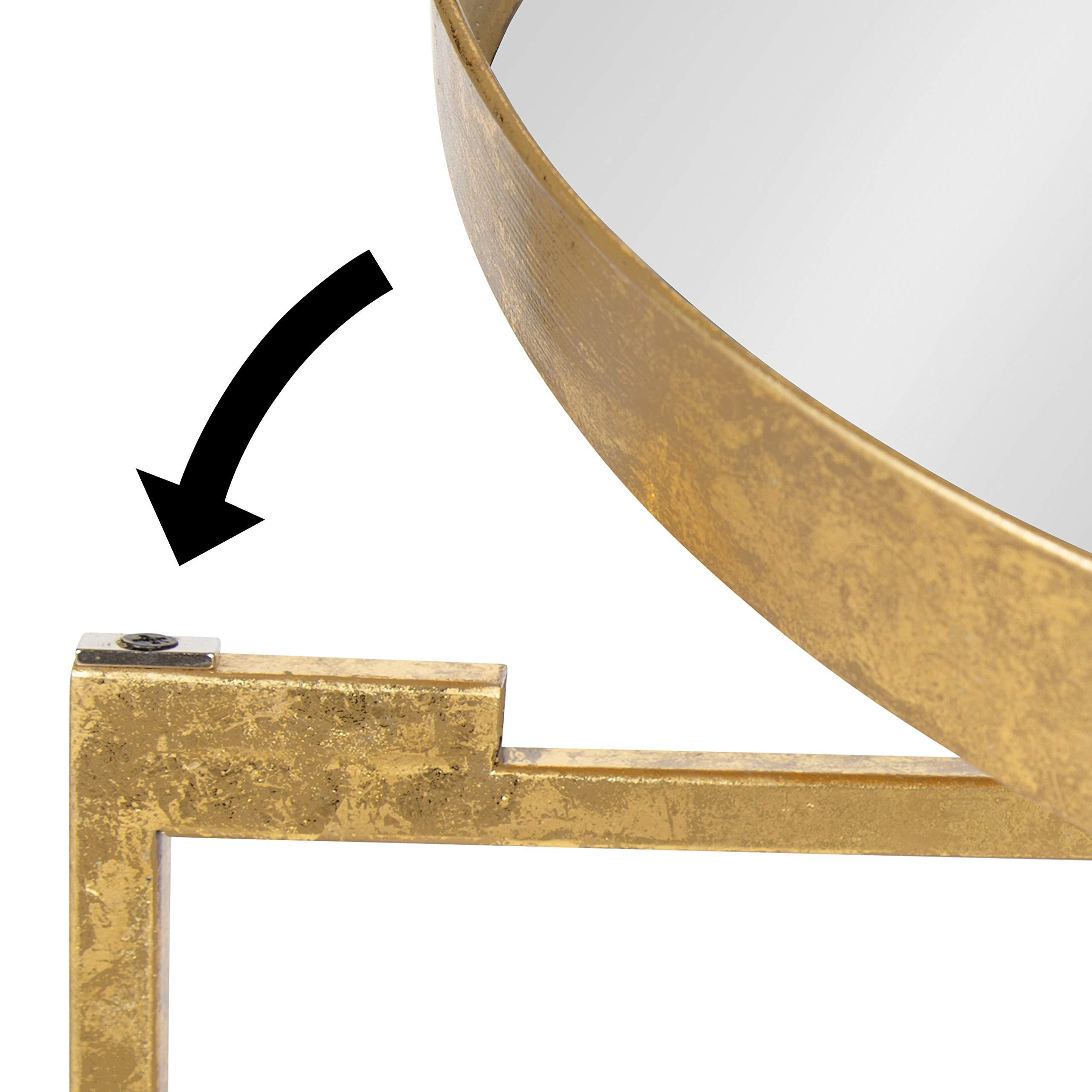 Kate and Laurel Kate and Laurel Celia Metal Foldable Round Accent Coffee Table, 28.25" x 28.25" x 19", Mirrored Surface and Gold Frame, Modern Minimalist Design and Detachable Magnetic Tabletop