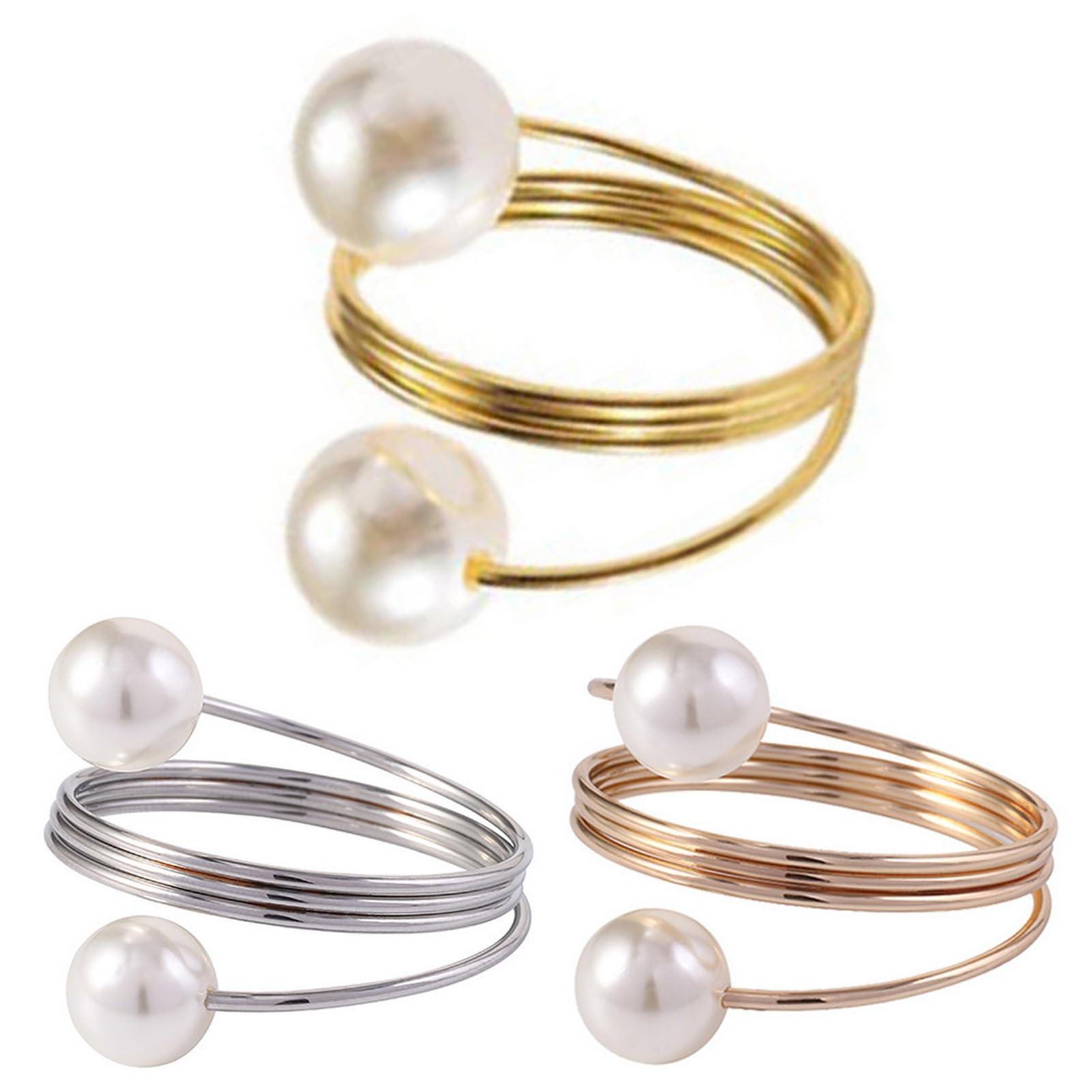 lamphle lamphle 12/20Pcs Faux Pearl Napkin Rings Set,Stainless Steel Gold Napkin Ring Buckles Metal Spring Napkin Holder Wedding Birthday Table Decoration Rose Gold 12pcs