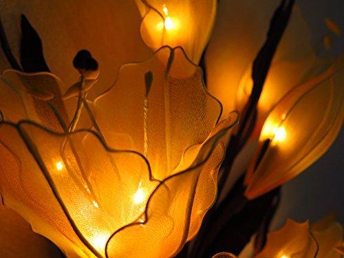 Thai Natural Goods Lily Artificial Flowers Lamps, Vase/floor/table Lamps, Night Light, Wedding Lighting, Home Decor, Gift, Made By Nylon, Paper, Fabric, 20 Light Bulbs, 33 Inch