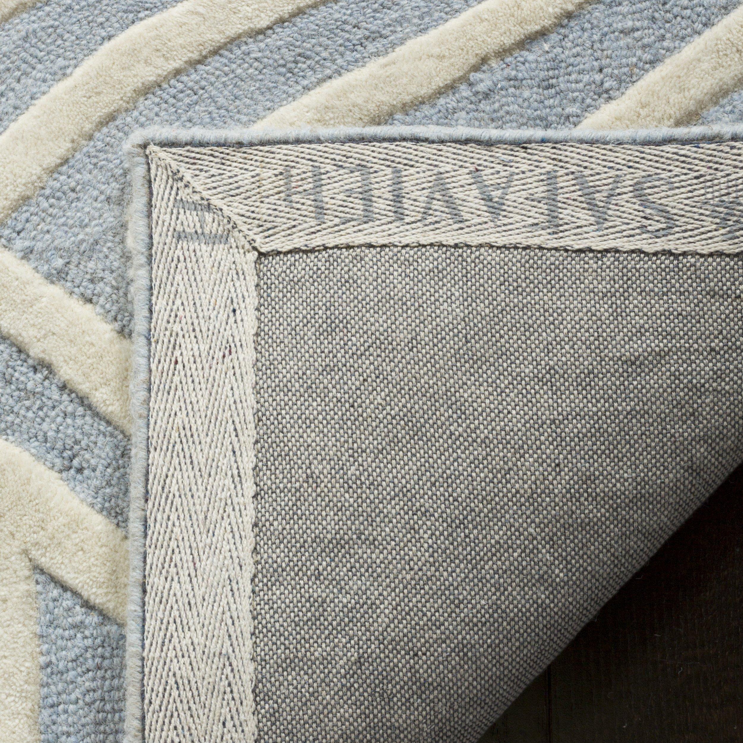 Safavieh SAFAVIEH Kids Collection Area Rug - 5' x 7', Blue & Ivory, Handmade Geometric Wool, Ideal for High Traffic Areas in Living Room, Bedroom (SFK912E)