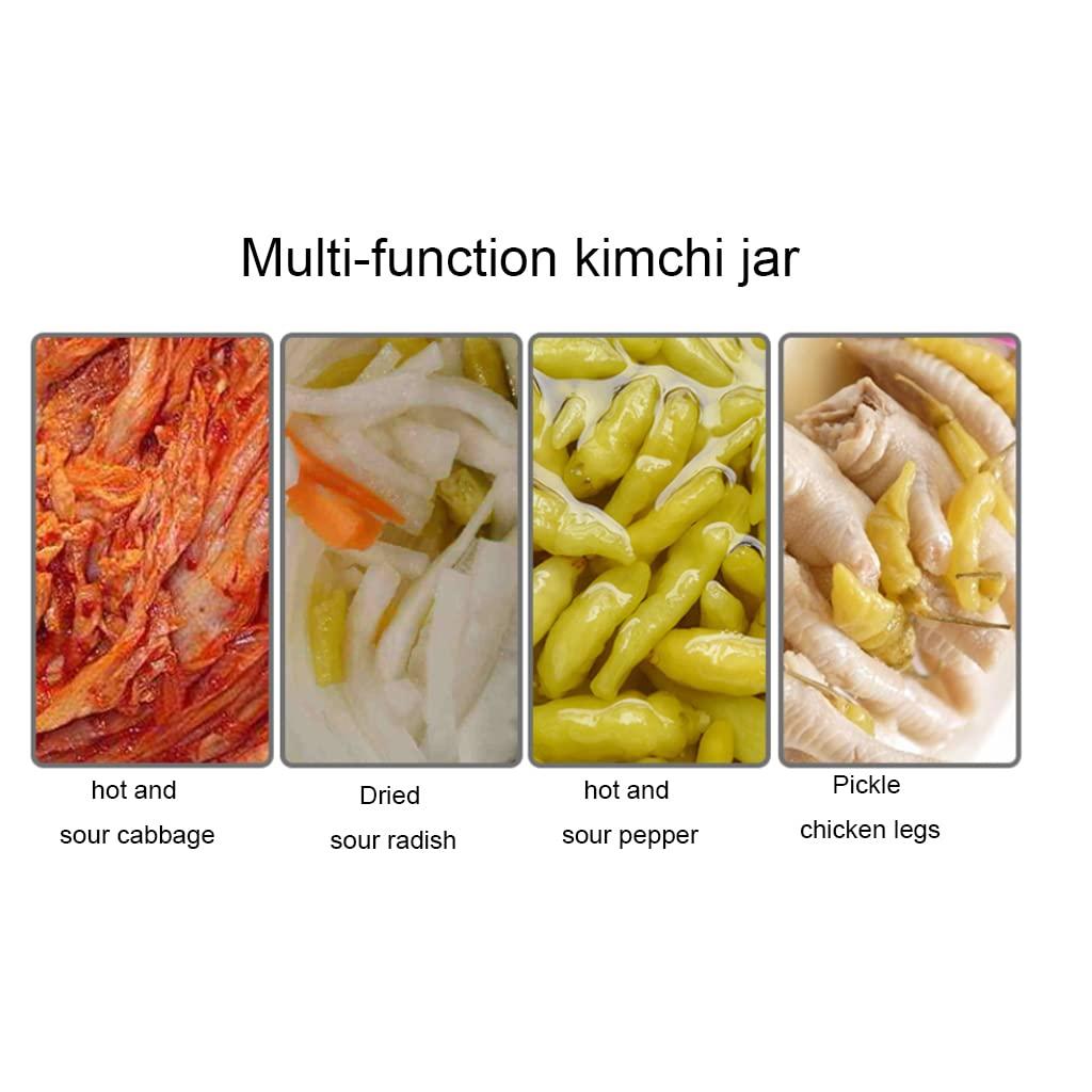 ZHOUXIAO ZHOUXIAO Traditional Ceramic Pickle Jar Fermentation Crock Jar, Lotus Pattern Chinese Pickle Jar,Fermenting Tank with Water Seal Airlock Lid Stoneware Fermenter for Sauerkrau 3.5KG