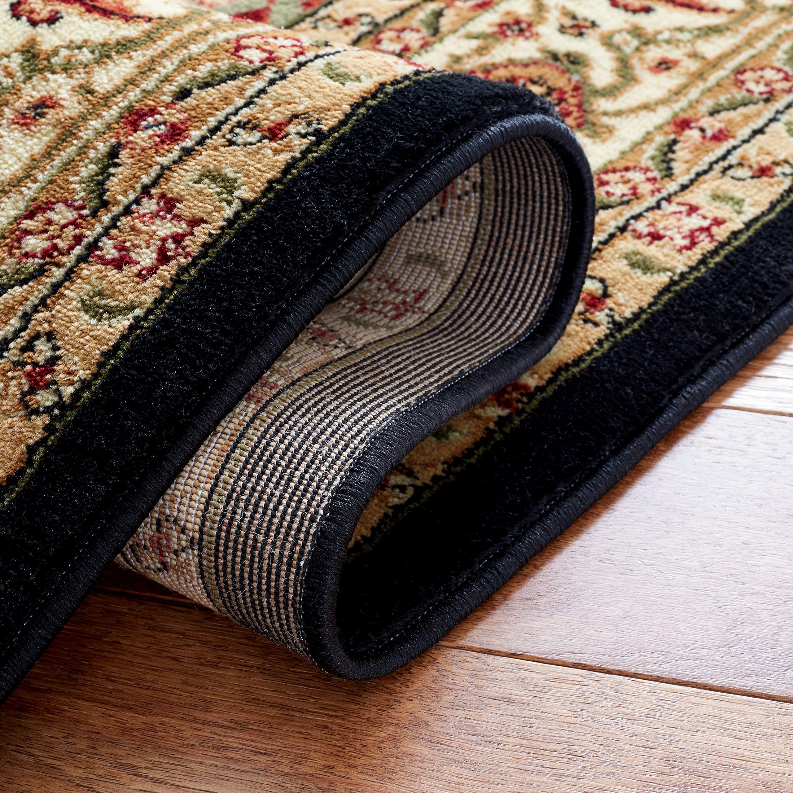 Safavieh SAFAVIEH Lyndhurst Collection Area Rug - 5'3" x 7'6", Black & Beige, Traditional Oriental Design, Non-Shedding & Easy Care, Ideal for High Traffic Areas in Living Room, Bedroom (LNH330Z)