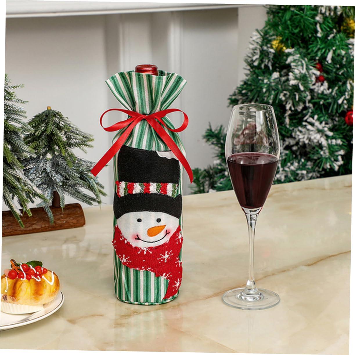 NOLITOY NOLITOY 3pcs Decor Christmas Ornaments Christmas Supplies Bottle Topper Cover Christmas Party Bottle Cover Wine Supply Bottle Cover Xmas Bottle Covers Cloth Elder Wine Bottle Cover
