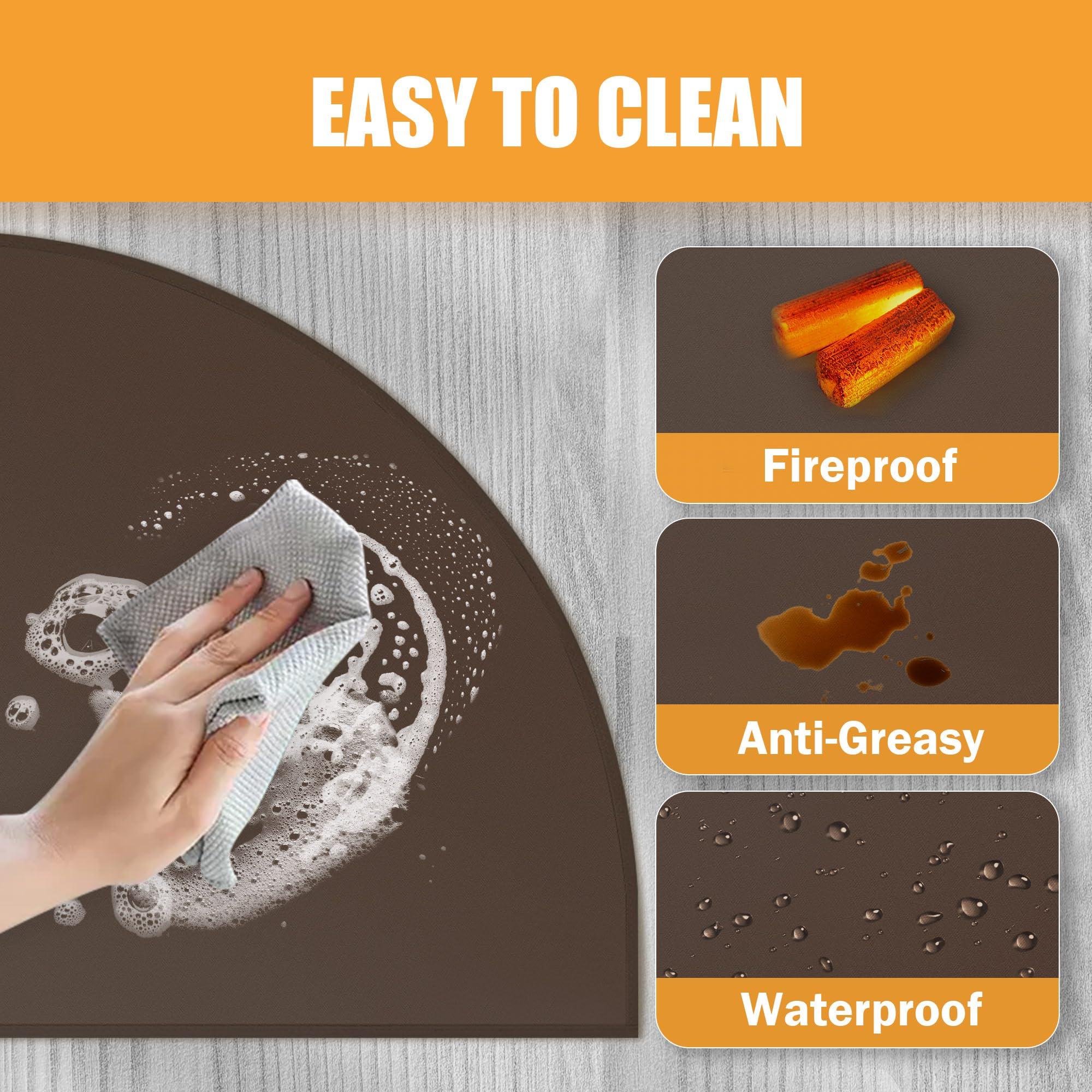 TOHONFOO Hearth Rugs for Fireplaces Fire Resistant, 59 x 32 inch Fireproof Fireplace Mat Hearth Rug, Hearth Pads for Wood Stove Fireplace Indoor Outdoor, Protect Floors Carpets from Sparks Embers-Brown, 1mm