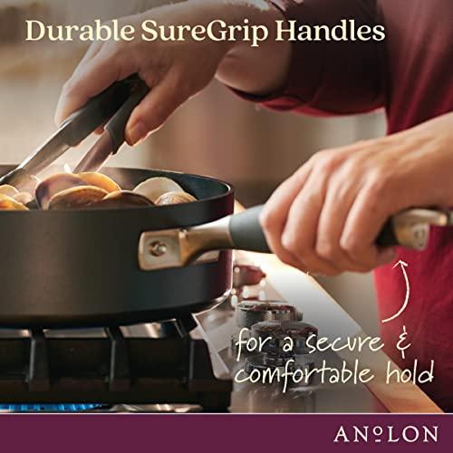 Anolon Anolon Advanced Home Hard Anodized Nonstick Saut Pan with Helper Handle and Lid, 5 Quart - Moonstone
