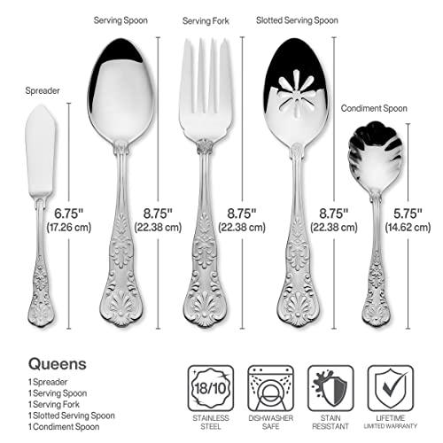 Wallace Wallace Queen 65-Piece 18/10 Stainless Steel Flatware Set, Silver, Service for 12 -