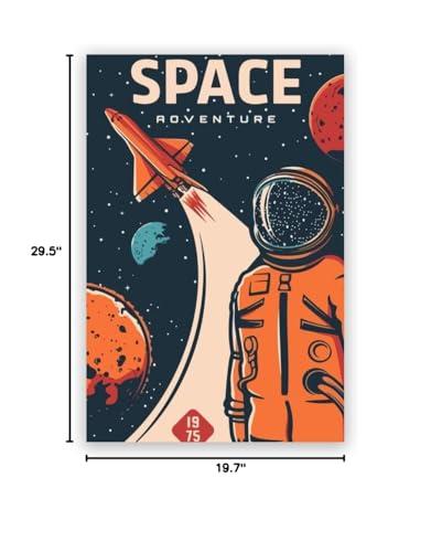 LuminDaze LuminDaze Explore Space Poster Retro Space Wall Art Outer Space Travel Picture Decoration Exoplanet Galaxy Mars Planet Exploration Art Canvas Print Retro Futuristic 20x30inch Unframed, style-7