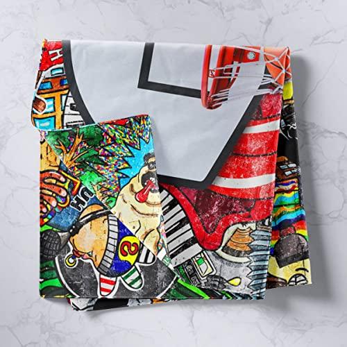 Castle Fairy Basketball Tapestries Sports Gaming Tapestry Colorful Graffiti Wall Hanging Art Bedroom Aesthetic Funny Tapestries for Men Boys Living Room College Dorm 59.1x59.1