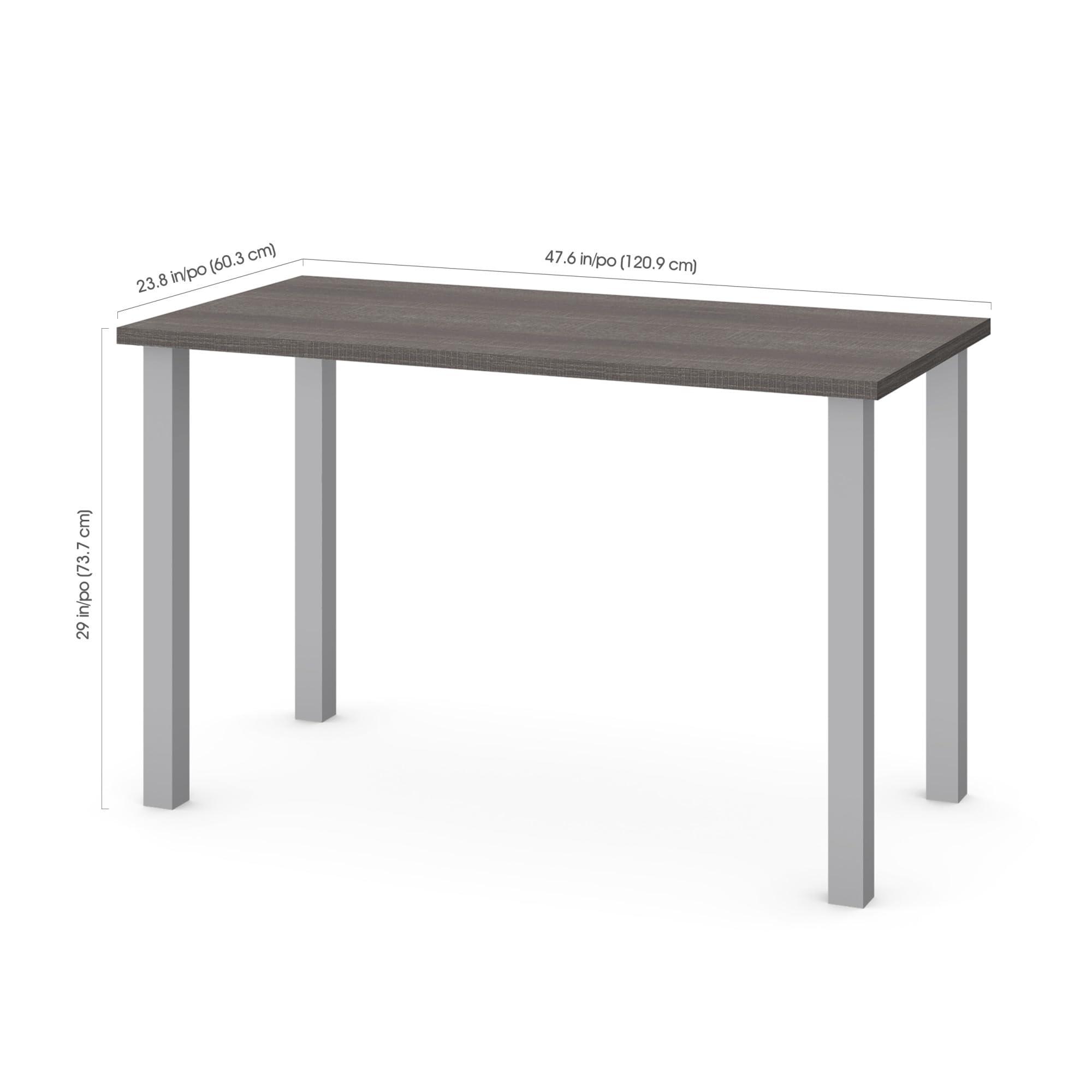 Bestar Bestar Universel 48W Table Desk with Square Metal Legs in bark Grey