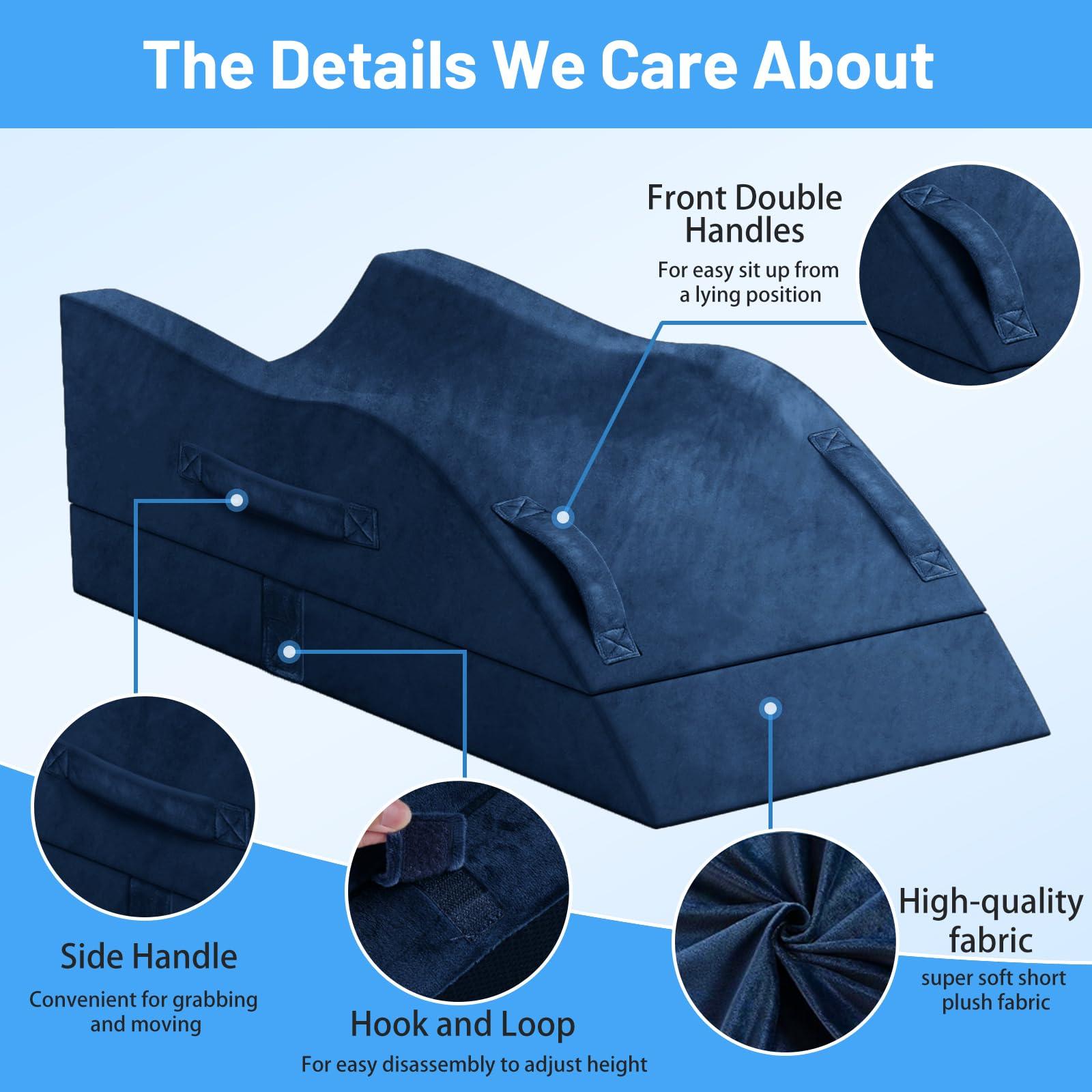 TranquilRelax TranquilRelax Leg Elevation Pillows, Wedge Pillow for After Surgery Or Rest, Memory Foam Leg Support Adjustable, Back Knee Hip Ankles Pain Relief, Knee Pillow for Sleeping Blood Circulation Blue