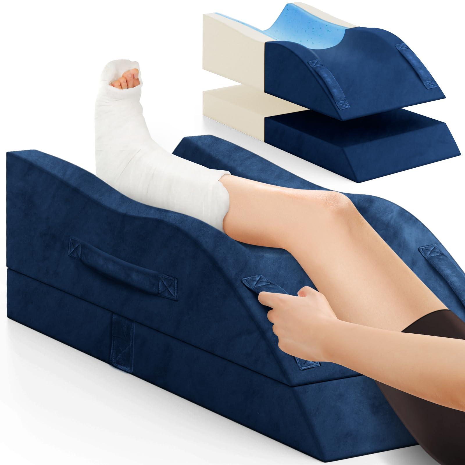 TranquilRelax TranquilRelax Leg Elevation Pillows, Wedge Pillow for After Surgery Or Rest, Memory Foam Leg Support Adjustable, Back Knee Hip Ankles Pain Relief, Knee Pillow for Sleeping Blood Circulation Blue