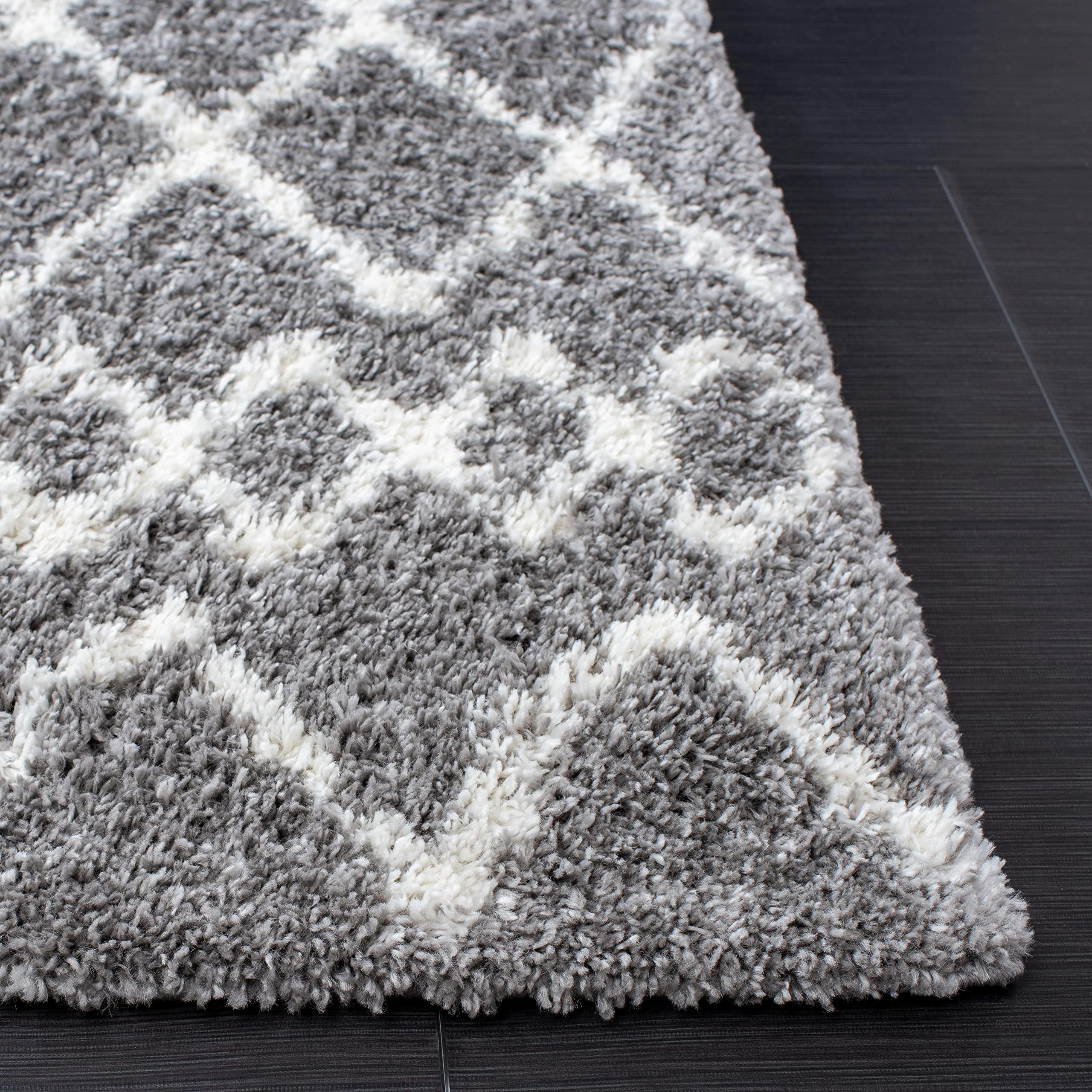 Safavieh SAFAVIEH Berber Shag Collection Area Rug - 9' x 12', Grey & Ivory, Moroccan Design, Non-Shedding & Easy Care, 1.2-inch Thick Ideal for High Traffic Areas in Living Room, Bedroom (BER194F)