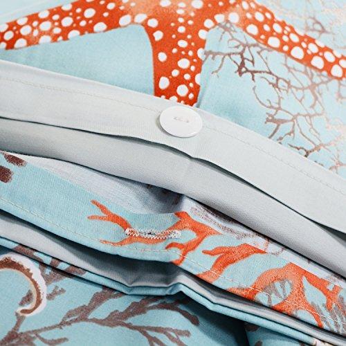 Brandream Brandream Luxury Nautical Bedding Set Queen Size Coastal Beach 100% Egyptian Cotton Duvet Cover Set 3-Piece Smooth Crisp Silky (Comforter Not Included)