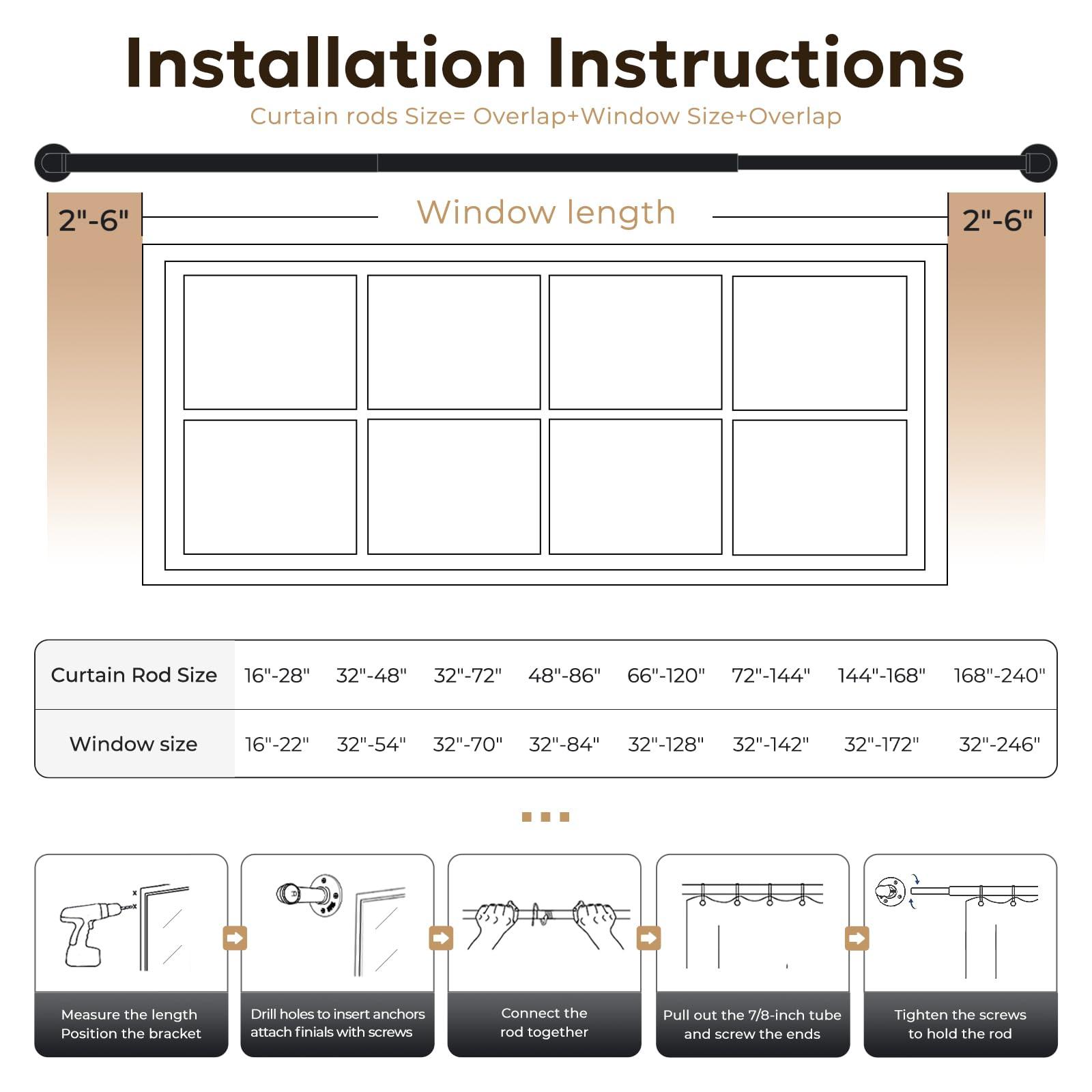 zeerobee Zeerobee Curtain Rods for Windows 120 to 240, 1 Inch Industrial Wrap Around Curtain Rod, Indoor/Outdoor Room Divider Adjustable Drapery Pole, 120"-240", Antique Bronze