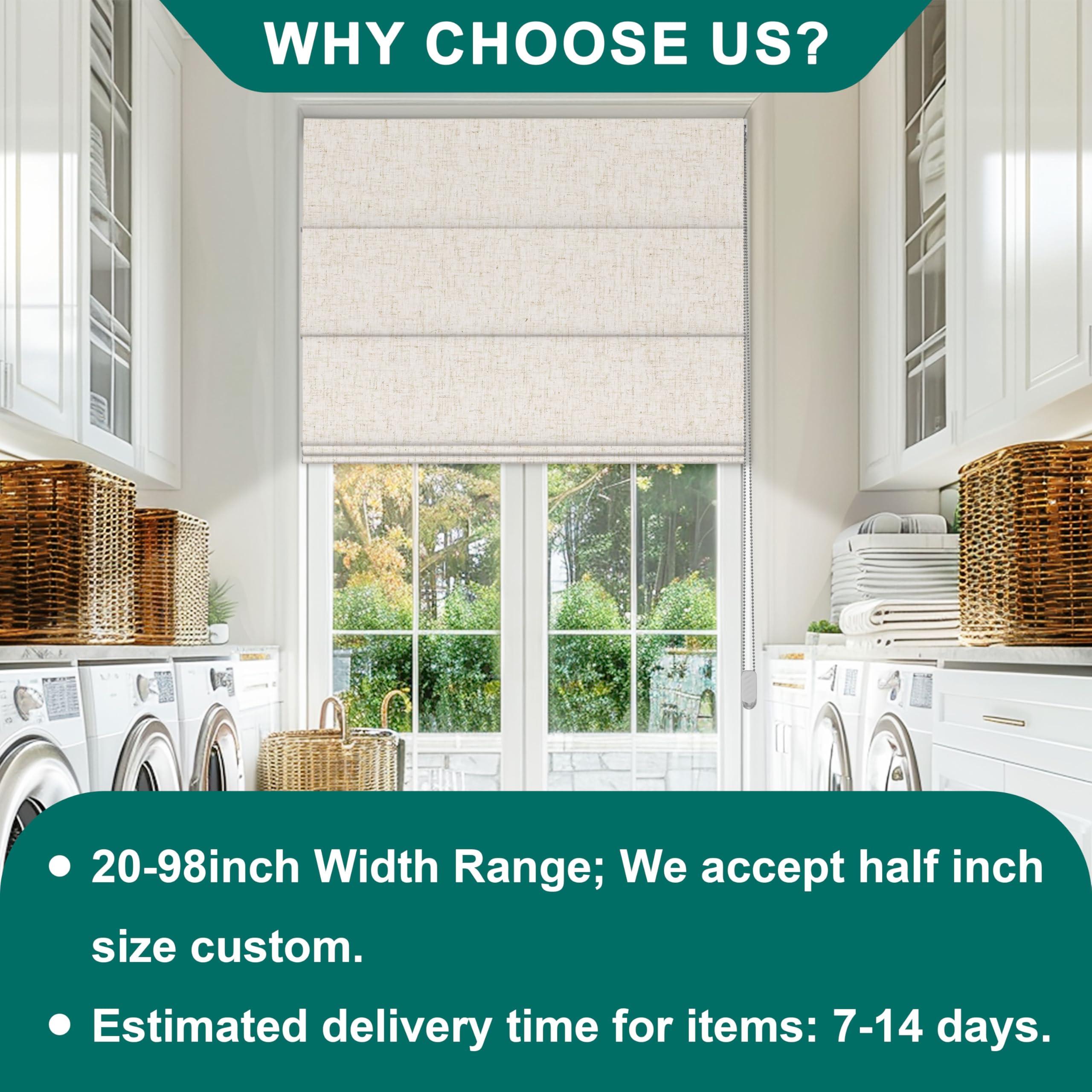 BERISSA BERISSA Roman Shades for Windows, Blackout Roman Blinds,Room Darkening Thermal Insulated Window Shades for Home Living Room Bedroom,Linen Beige,57" W x 72" H