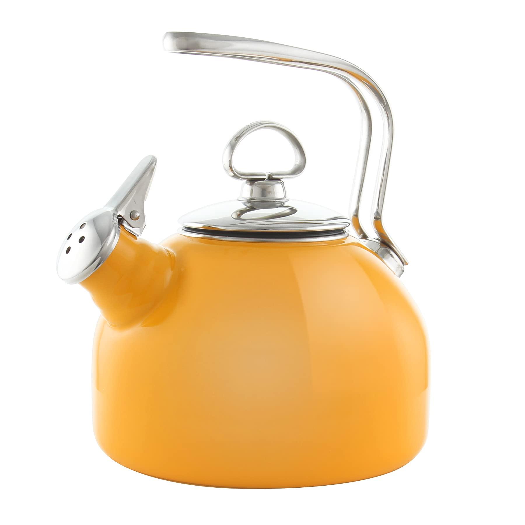 Chantal Chantal Classic Teakettle, 1.8 QT, Enamel On Steel, 2-Tone Harmonica Whistle, Rapid Boil and Even Heating (Marigold)