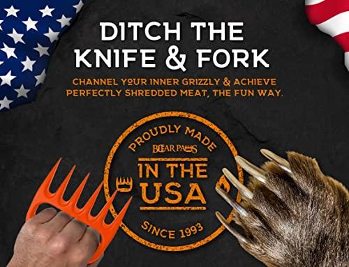 Bear Paws Bear Paws Meat Claws - The Original Meat Shredder Claws, USA Made - Easily Lift, Shred, Pull and Serve Meats - Ultra-Sharp, Ideal Meat Claws for Shredding Pulled Pork, Chicken, Beef, Turkey - Orange