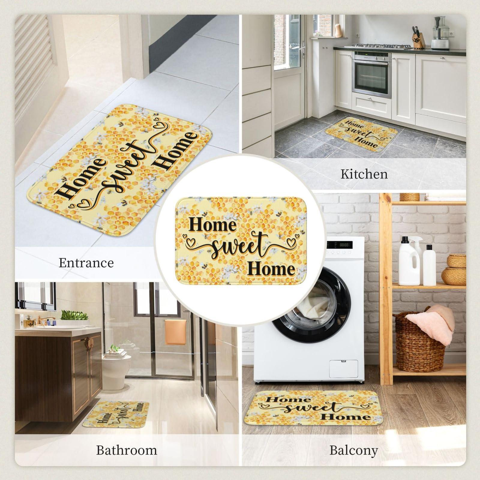 Lairep Lairep Outdoor Welcome Mat, Home Sweet Home Door Mat, Cushioned Anti Fatigue Kitchen Mat, Yellow Farmhouse Doormats for Home Entrance, Washable Non Slip Indoor Entry Rug, 3120 Inch