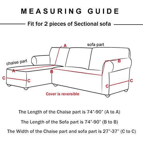 WOMACO WOMACO L Shape Sofa Covers Sectional Sofa Cover 2 pcs Stretch Sofa Slipcovers for L-Shape Couch (L-Shape 3+3 Seats, Black)