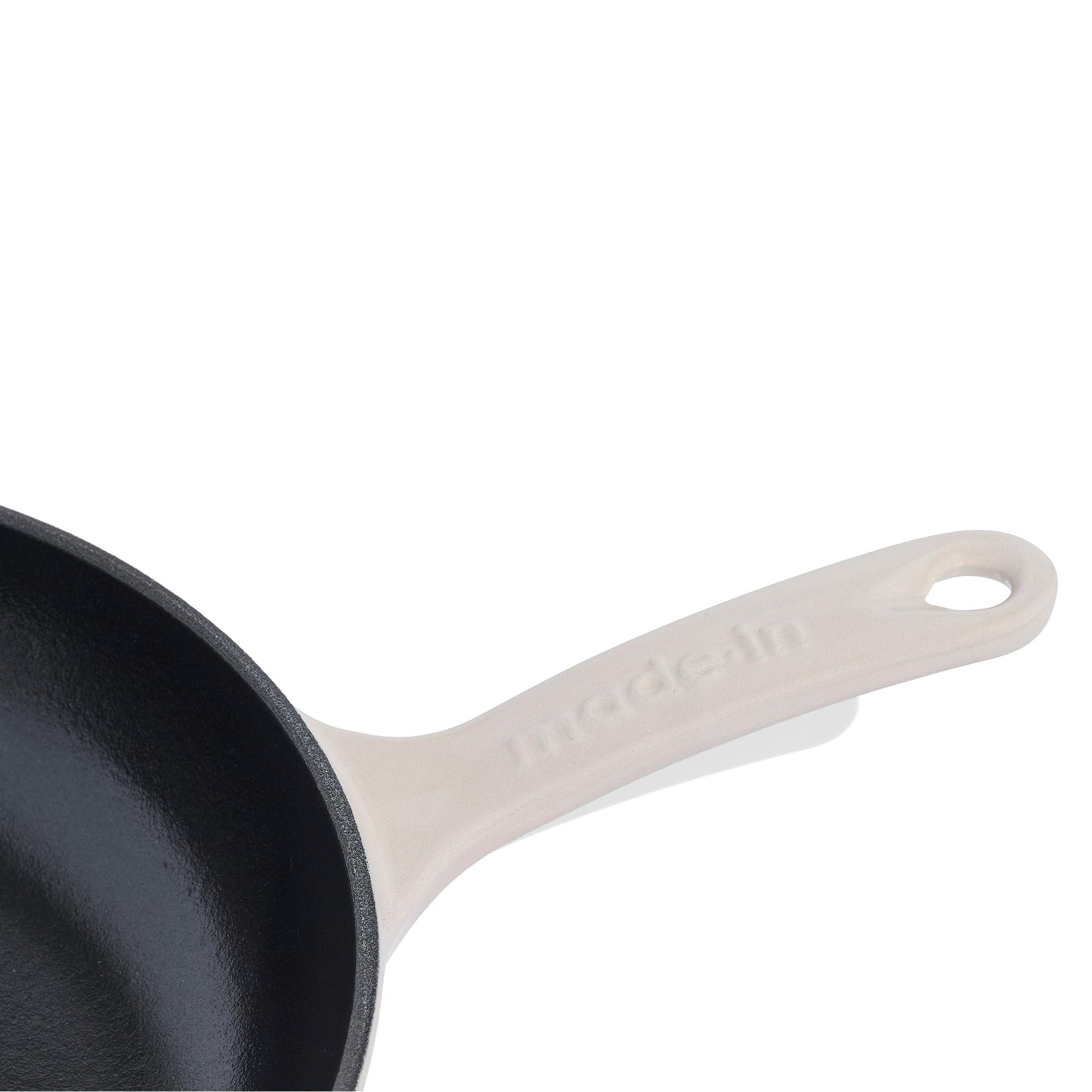 Made In Made In Cookware - Enameled Cast Iron Skillet - Antique White - Exceptional Heat Retention & Durability - Professional Cookware - Crafted in France - Induction Compatible